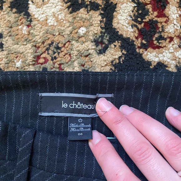 Vintage Le Château Black Pinstripe Trouser Dress Pants - Picture 3 of 3